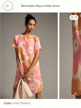 Marimekko Majus Unikko Dress- Orange, pink, white